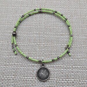 9 Inch Sterling Silver Handmade Beaded Charm Ankle Bracelet B611